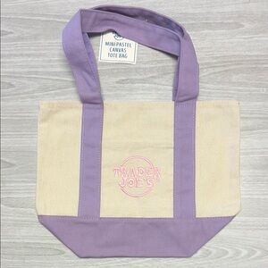 Trader Joe’s Canvas Mini Tote Bag  in Lavender & Cream